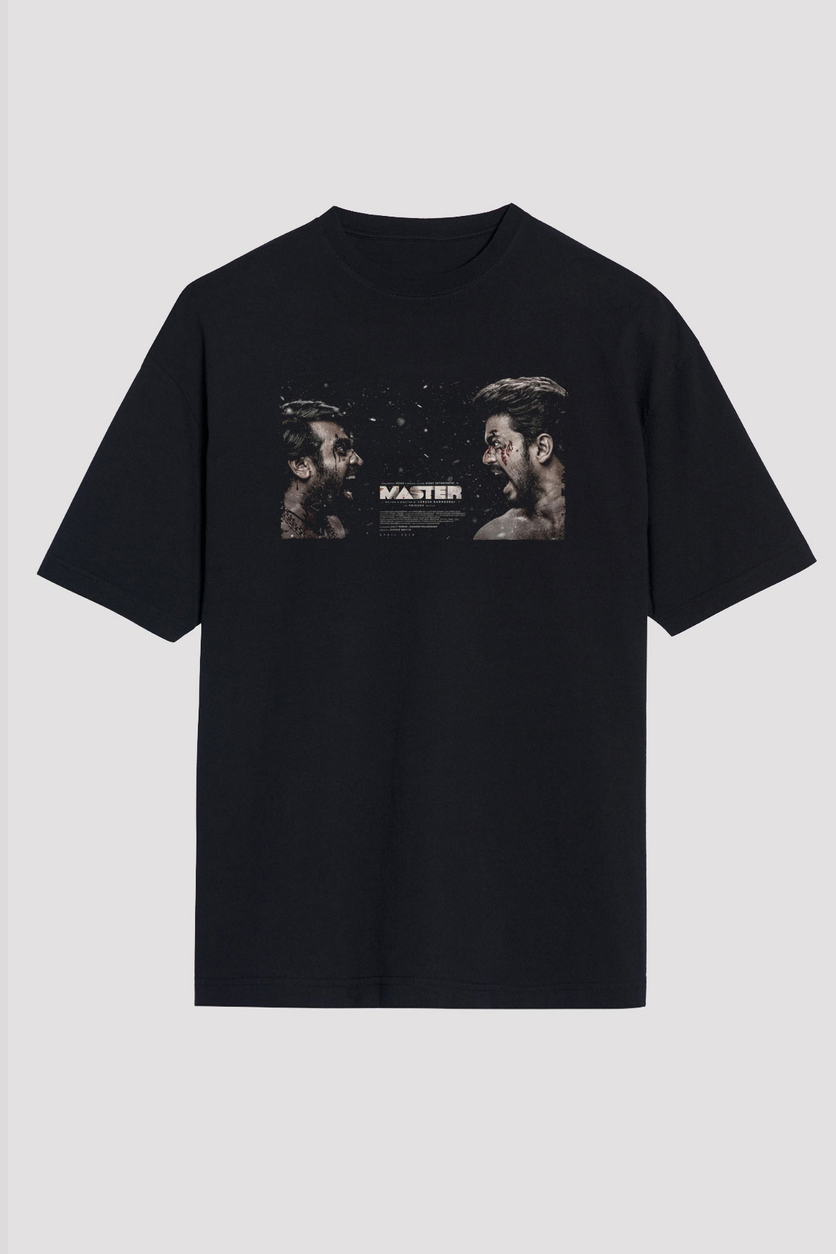 Unisex Master Baskılı Siyah Oversize Tshirt
