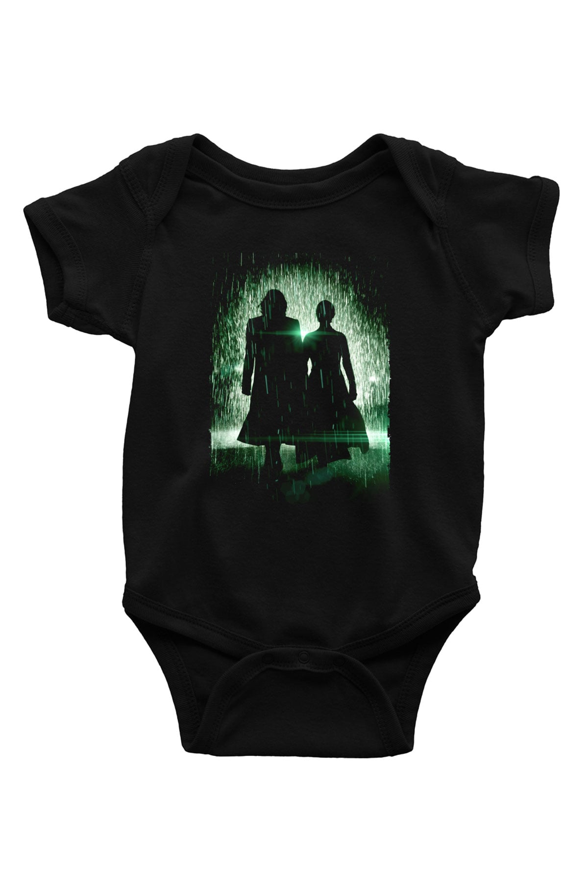 Unisex Matrix Baskılı Siyah Bebek Body - Zıbın