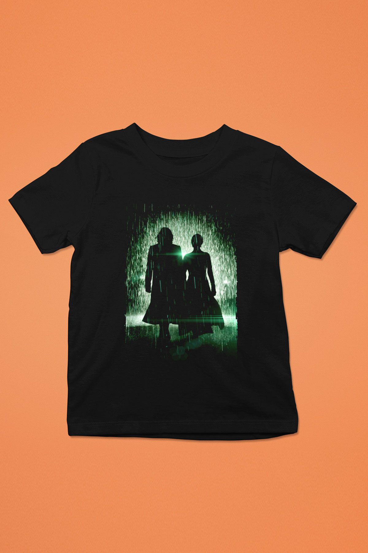 Unisex Matrix Baskılı Siyah Çocuk Tshirt