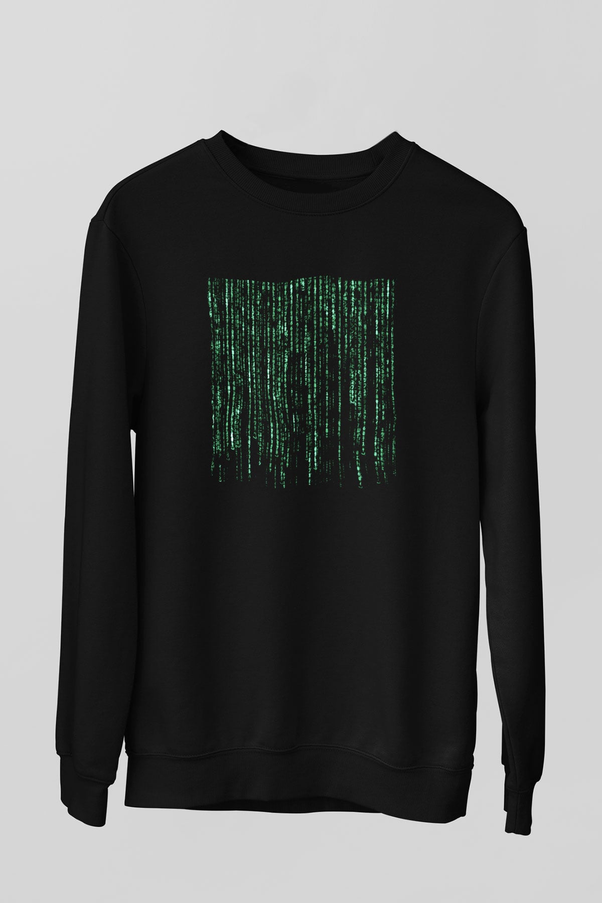 Unisex Matrix Baskılı Siyah Sweatshirt