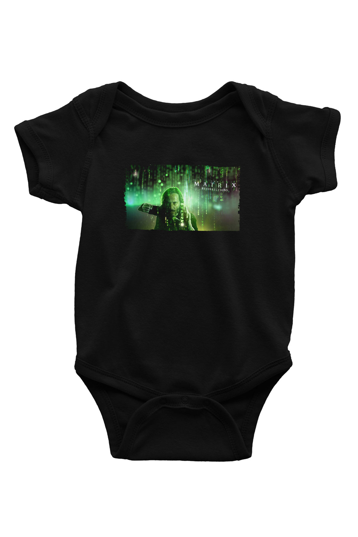 Unisex Matrix Resurrections (The Matrix Resurrections) Baskılı Siyah Bebek Body - Zıbın