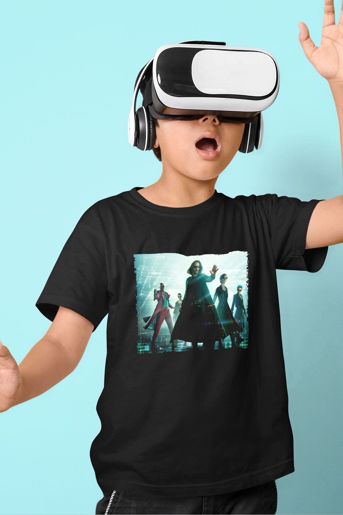 Unisex Matrix (The Matrix) Baskılı Siyah Çocuk Tshirt