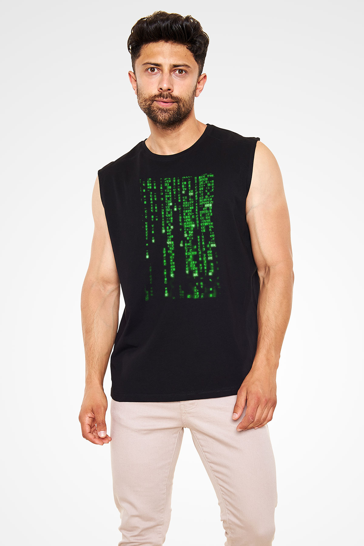 Unisex Matrix (The Matrix) Baskılı Siyah Unisex Kolsuz Tshirt