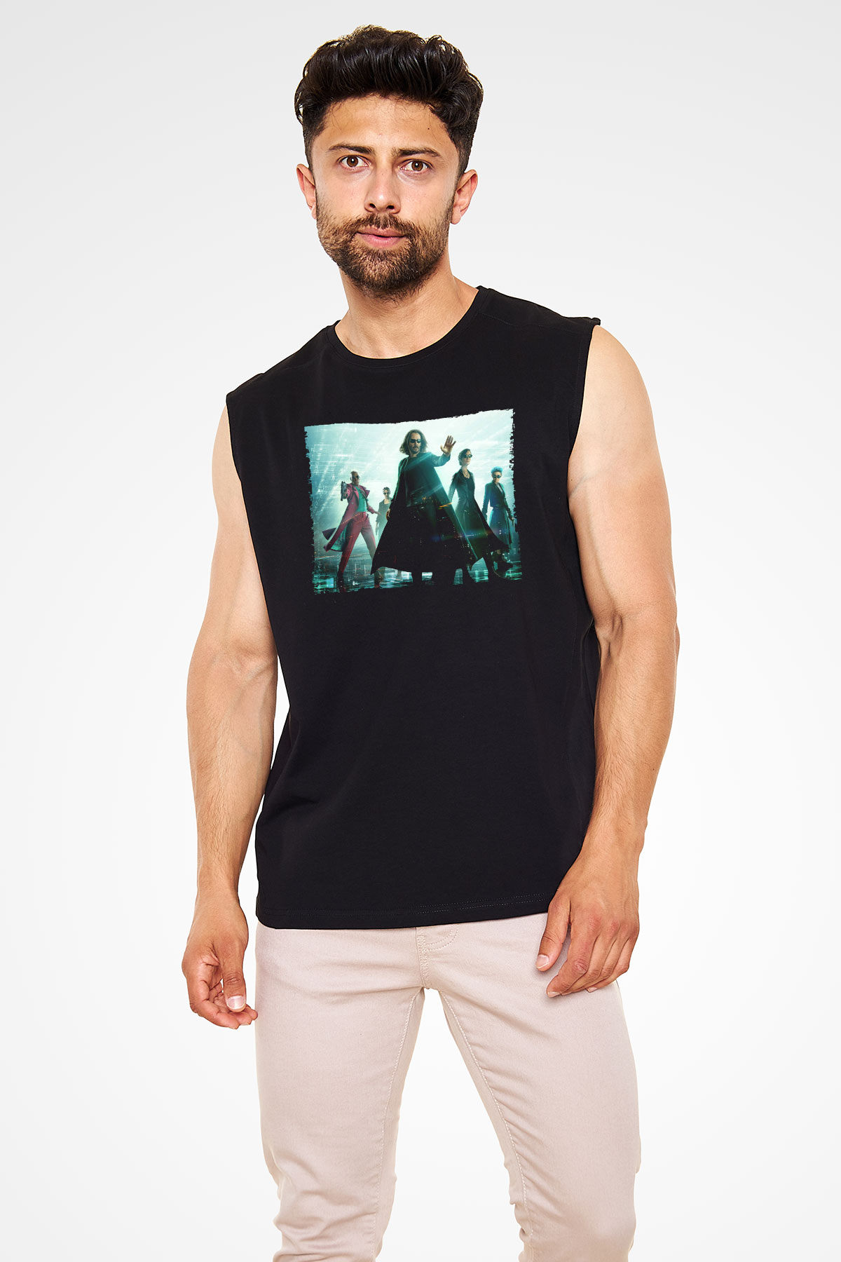 Unisex Matrix (The Matrix) Baskılı Siyah Kolsuz Tshirt