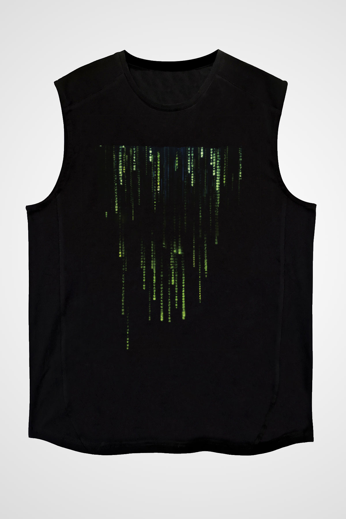 Unisex Matrix (The Matrix) Baskılı Siyah Kolsuz Tişört