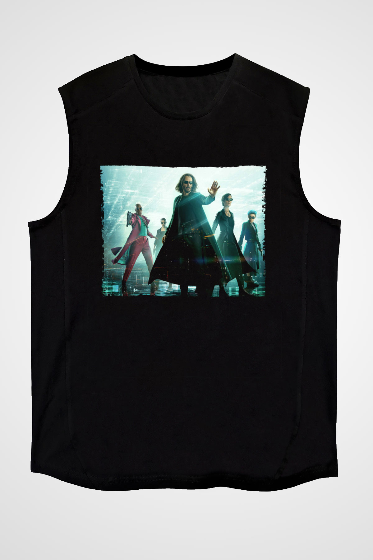 Unisex Matrix (The Matrix) Baskılı Siyah Kolsuz Tshirt