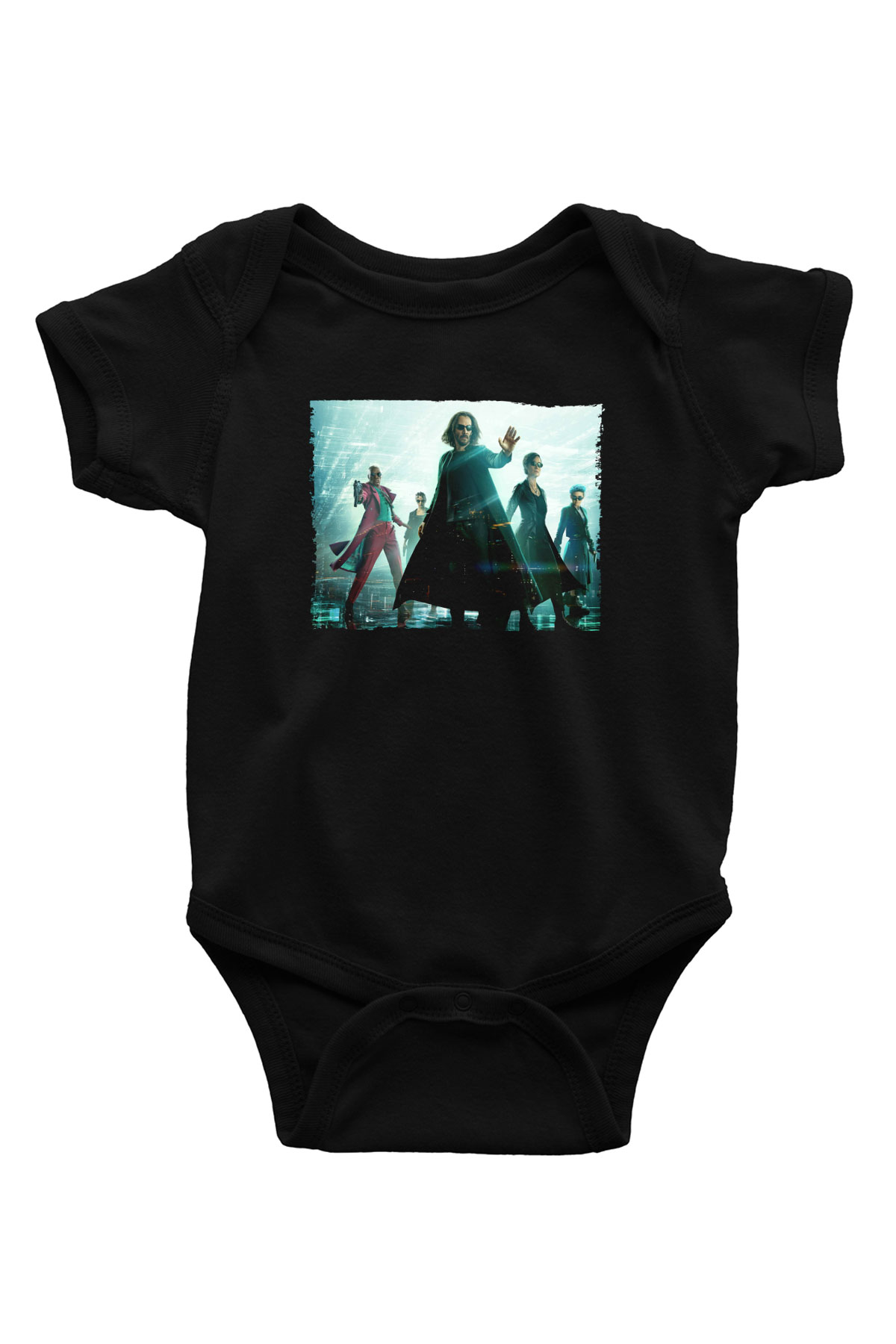 Unisex Matrix (The Matrix) Baskılı Siyah Bebek Body - Zıbın