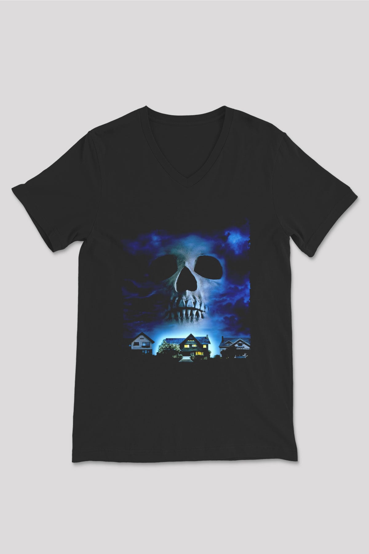 Unisex Merdiven Altındakiler (The People Under the Stairs) Baskılı Siyah V Yaka T-shirt