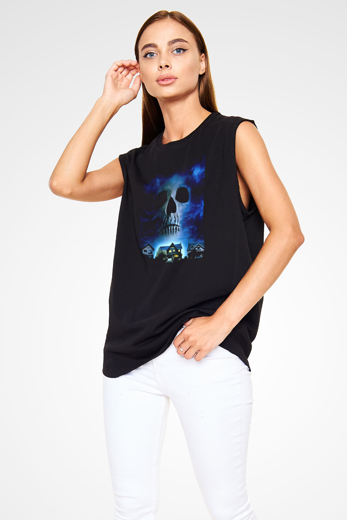 Unisex Merdiven Altındakiler (The People Under the Stairs) Baskılı Siyah Kolsuz T-shirt