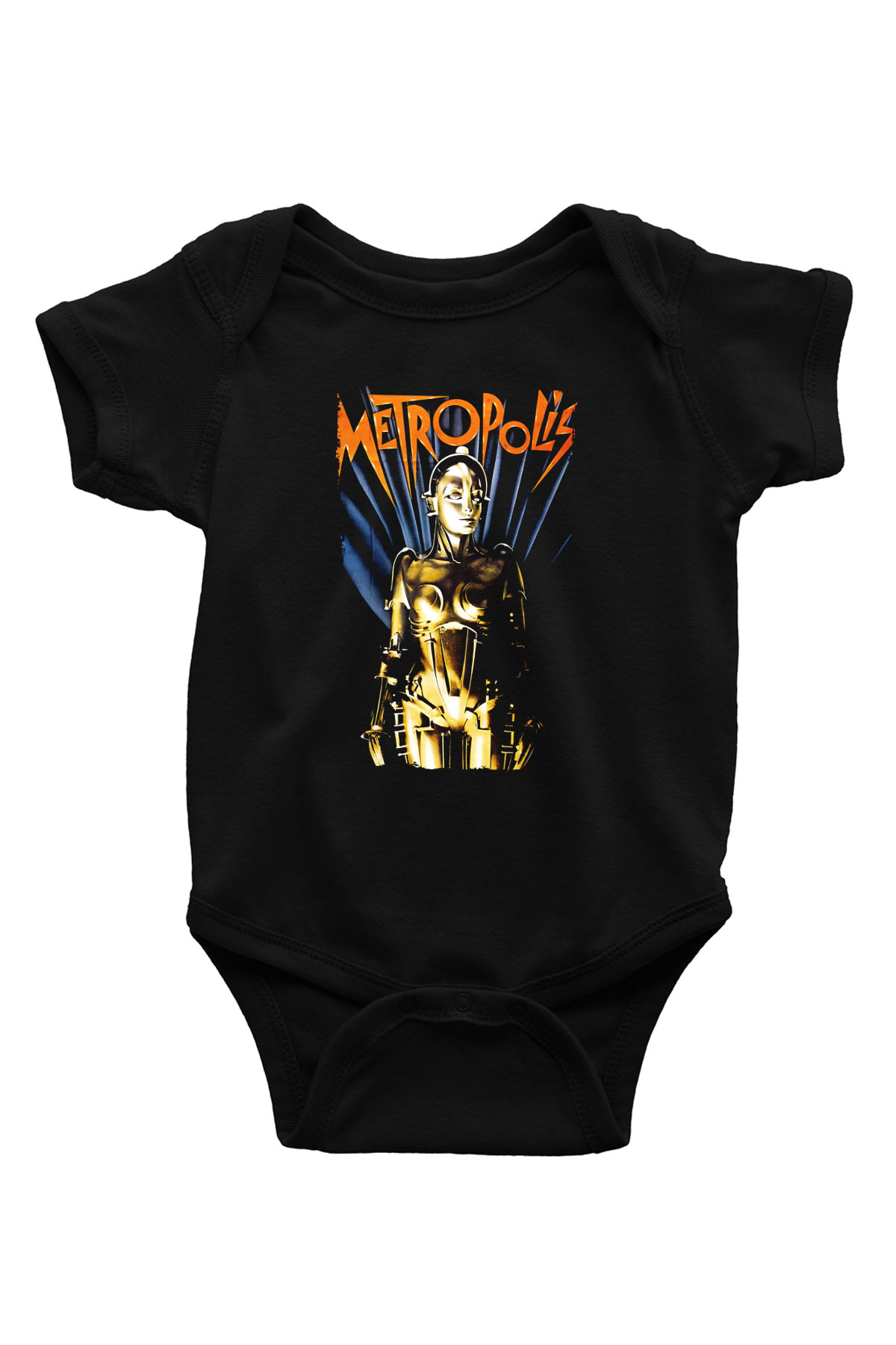 Unisex Metropolis Baskılı Siyah Bebek Body - Zıbın