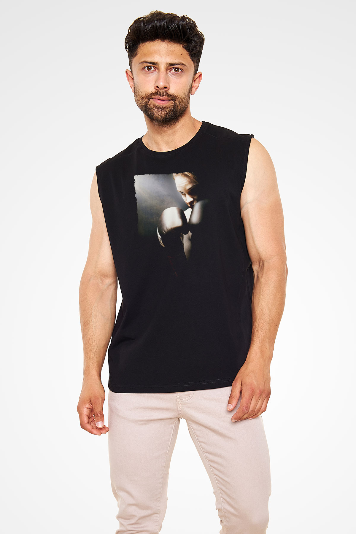 Unisex Milyonluk Bebek (Million Dollar Baby) Baskılı Siyah Kolsuz Tişört