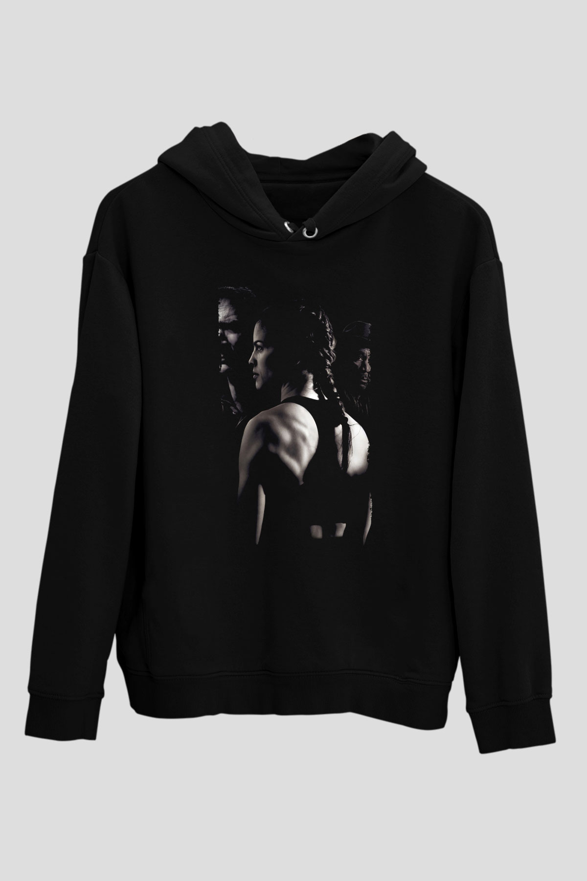 Unisex Milyonluk Bebek (Million Dollar Baby) Baskılı Siyah Kapüşonlu Sweatshirt