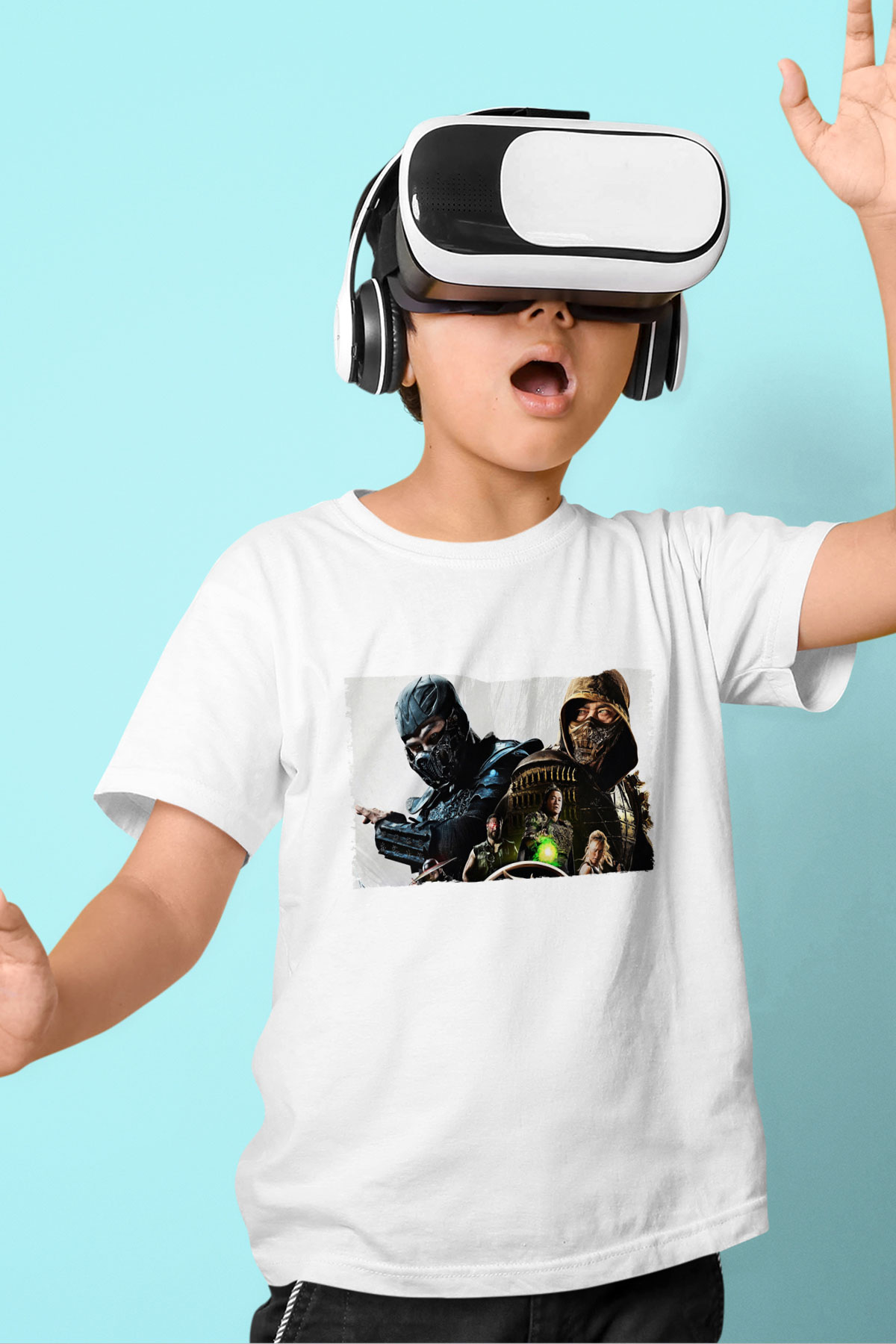 Unisex Mortal Kombat Baskılı Beyaz Çocuk Tişört
