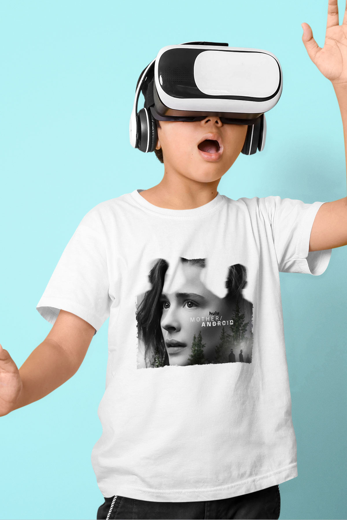 Unisex Mother Android Baskılı Beyaz Çocuk Tişört