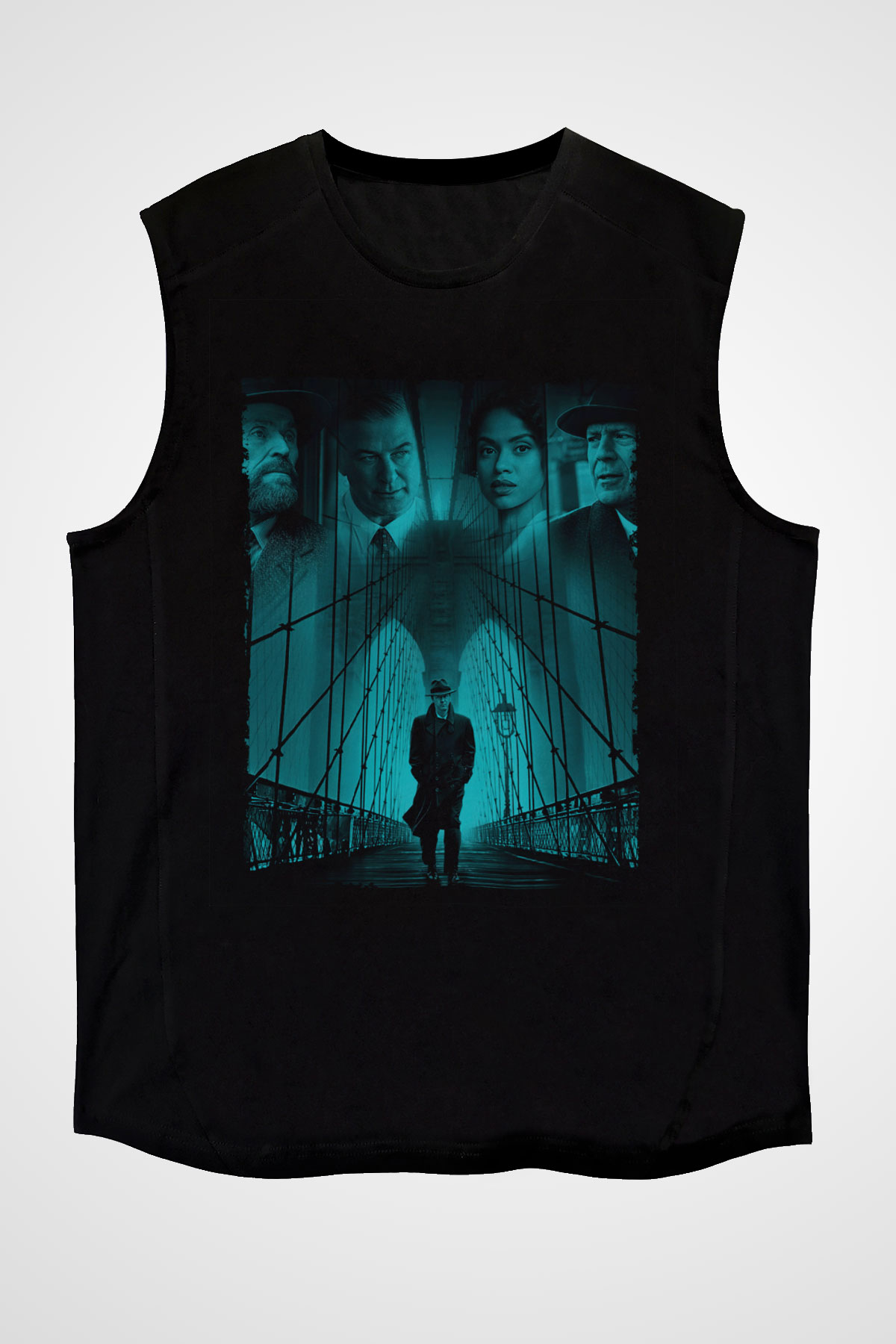 Unisex Motherless Brooklyn Baskılı Siyah Kolsuz Tshirt