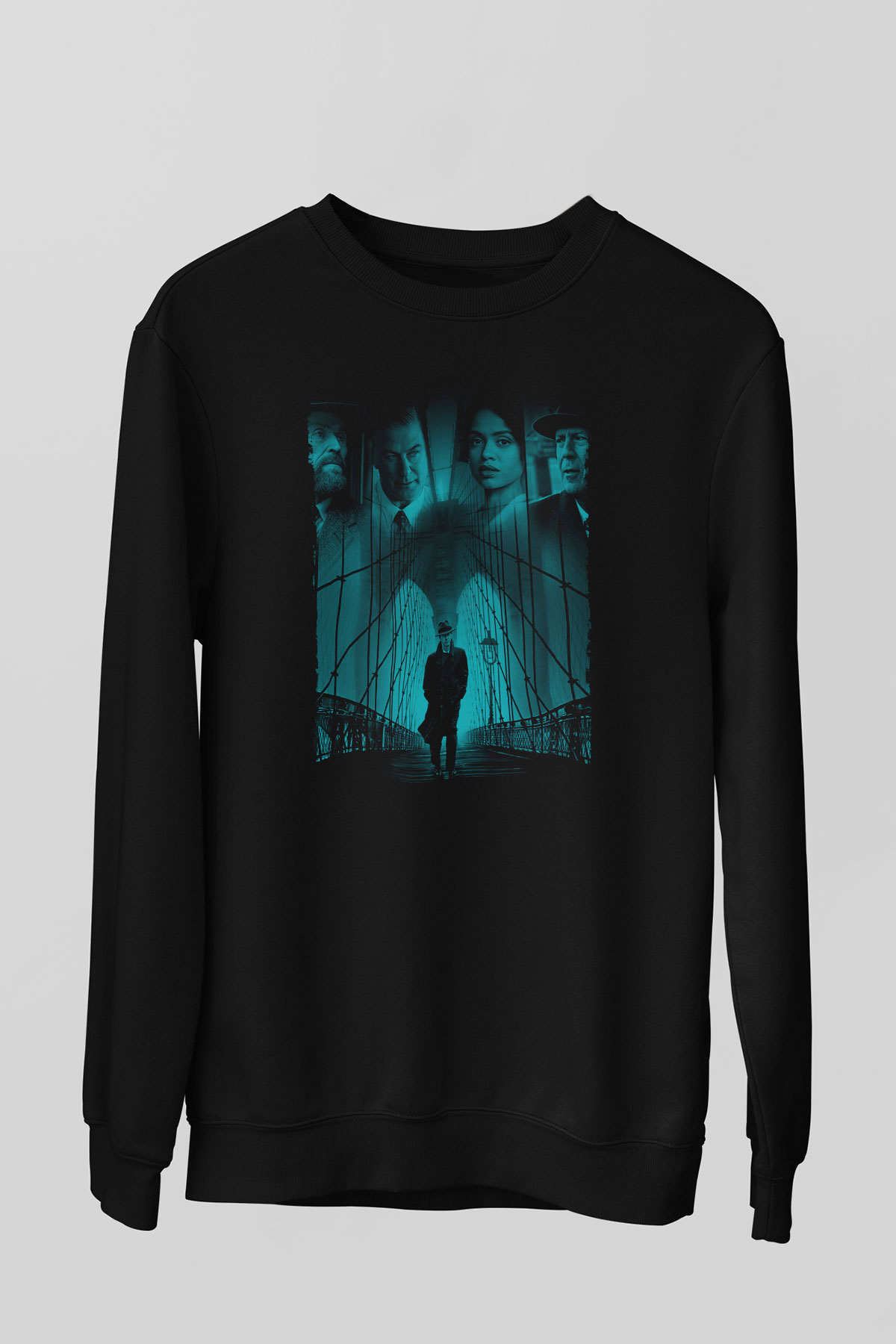 Unisex Motherless Brooklyn Baskılı Siyah Sweatshirt