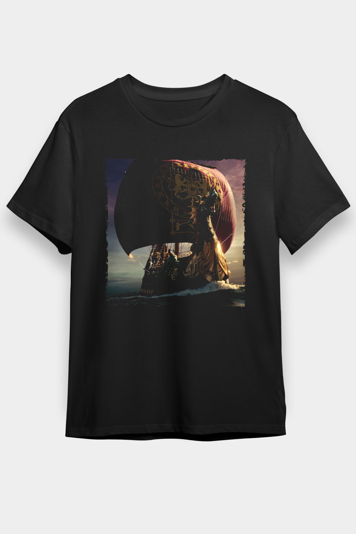 Narnia Günlükleri Şafak Yıldızının Yolculuğu (The Chronicles of Narnia The Voyage of the Dawn Treader) Baskılı Siyah Tshirt