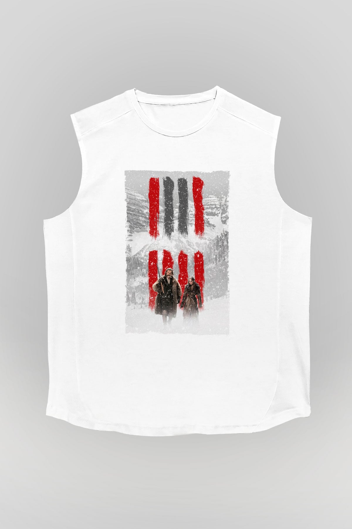 Unisex Nefret Sekizlisi (The Hateful Eight) Baskılı Beyaz Kolsuz Tişört