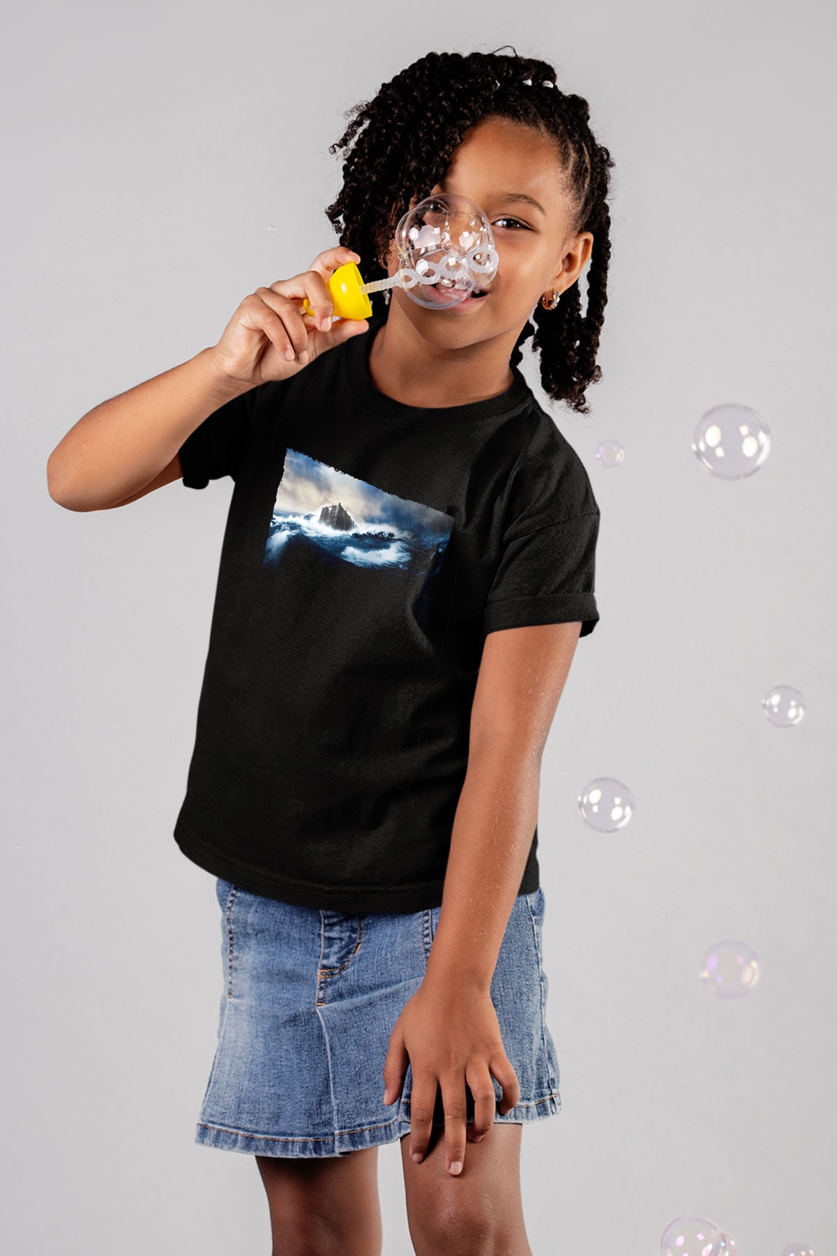 Unisex Nuh (Noah) Baskılı Siyah Çocuk Tshirt