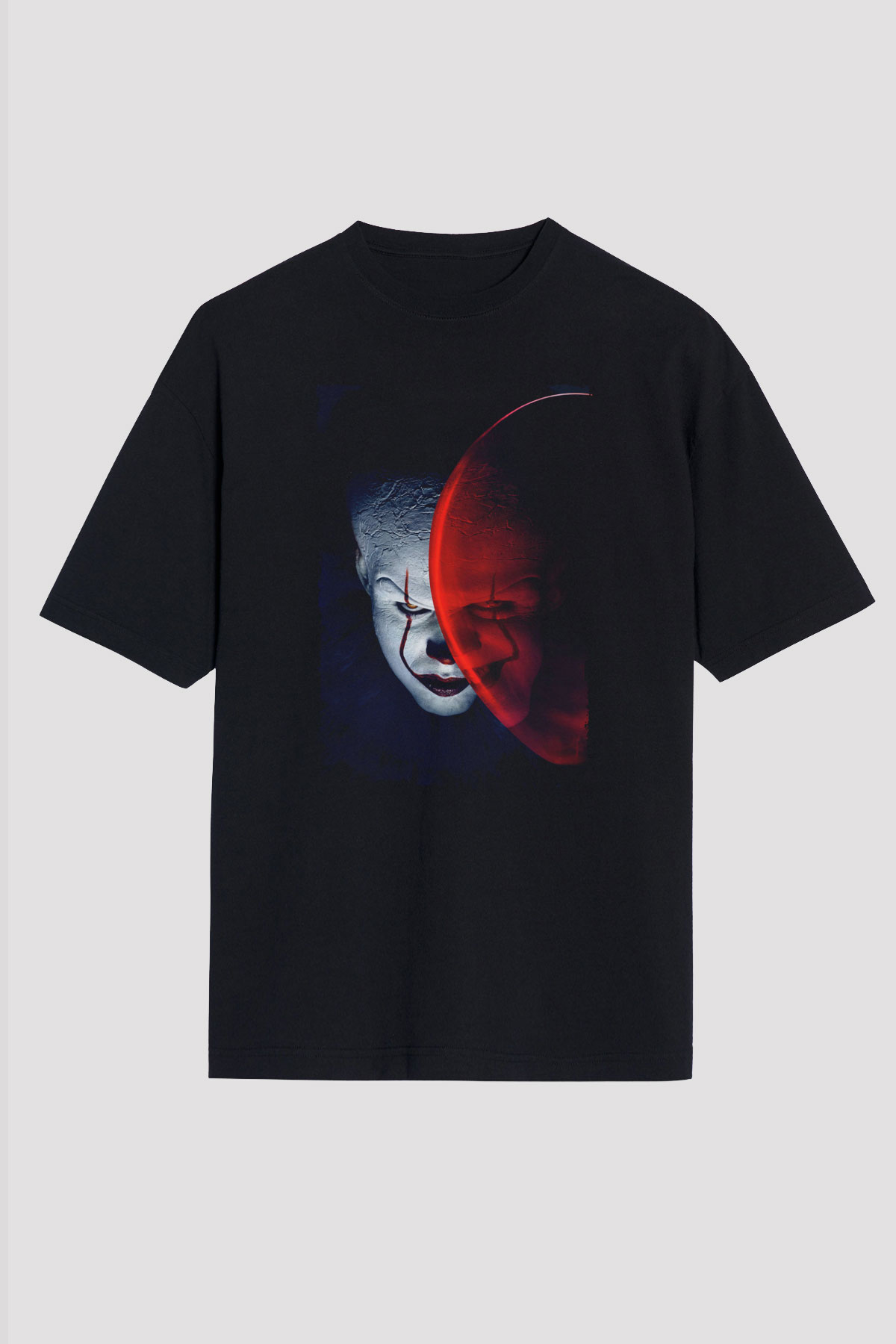 Unisex O (IT) Baskılı Siyah Oversize Tişört