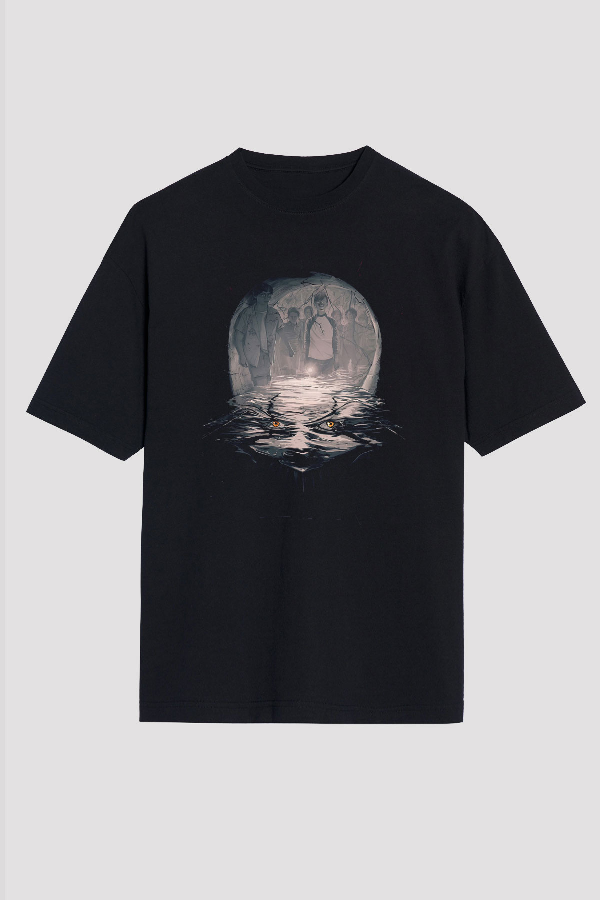 Unisex O (IT) Baskılı Siyah Oversize Tshirt