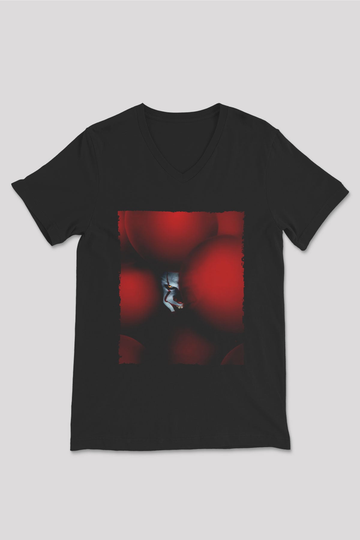 Unisex O (IT) Baskılı Siyah Unisex V Yaka Tişört