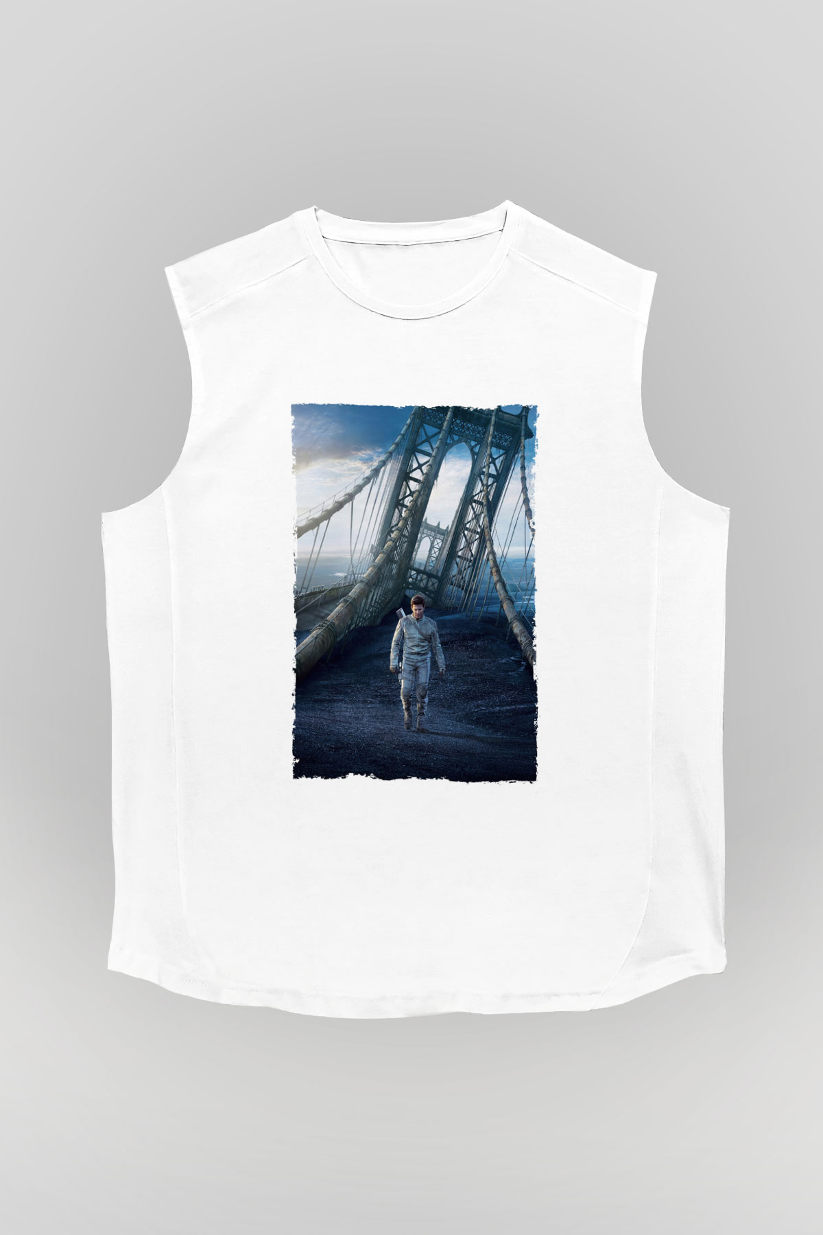 Unisex Oblivion Baskılı Beyaz Kolsuz Tişört