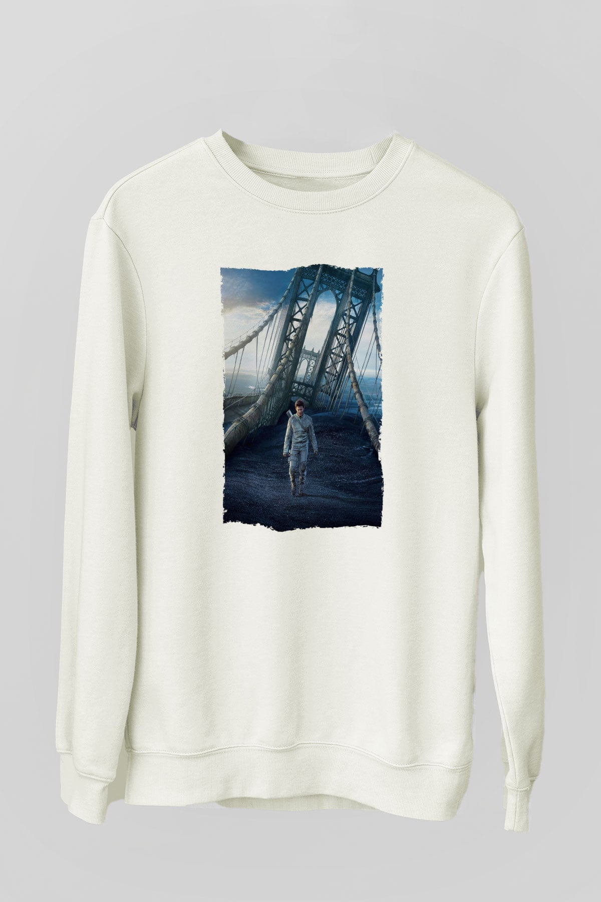 Unisex Oblivion Baskılı Beyaz Sweatshirt