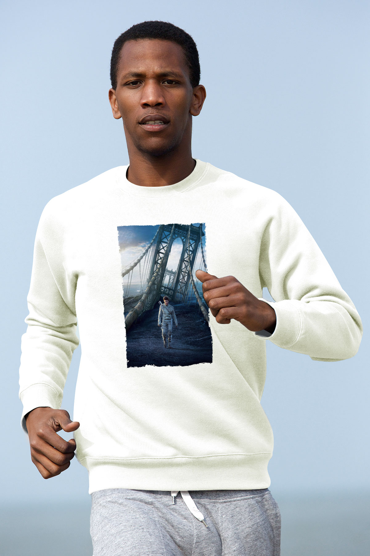 Unisex Oblivion Baskılı Beyaz Sweatshirt