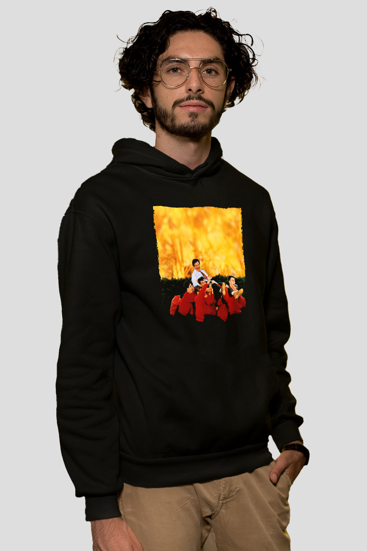 Unisex Ölü Ozanlar Derneği (Dead Poets Society) Baskılı Siyah Kapüşonlu Sweatshirt