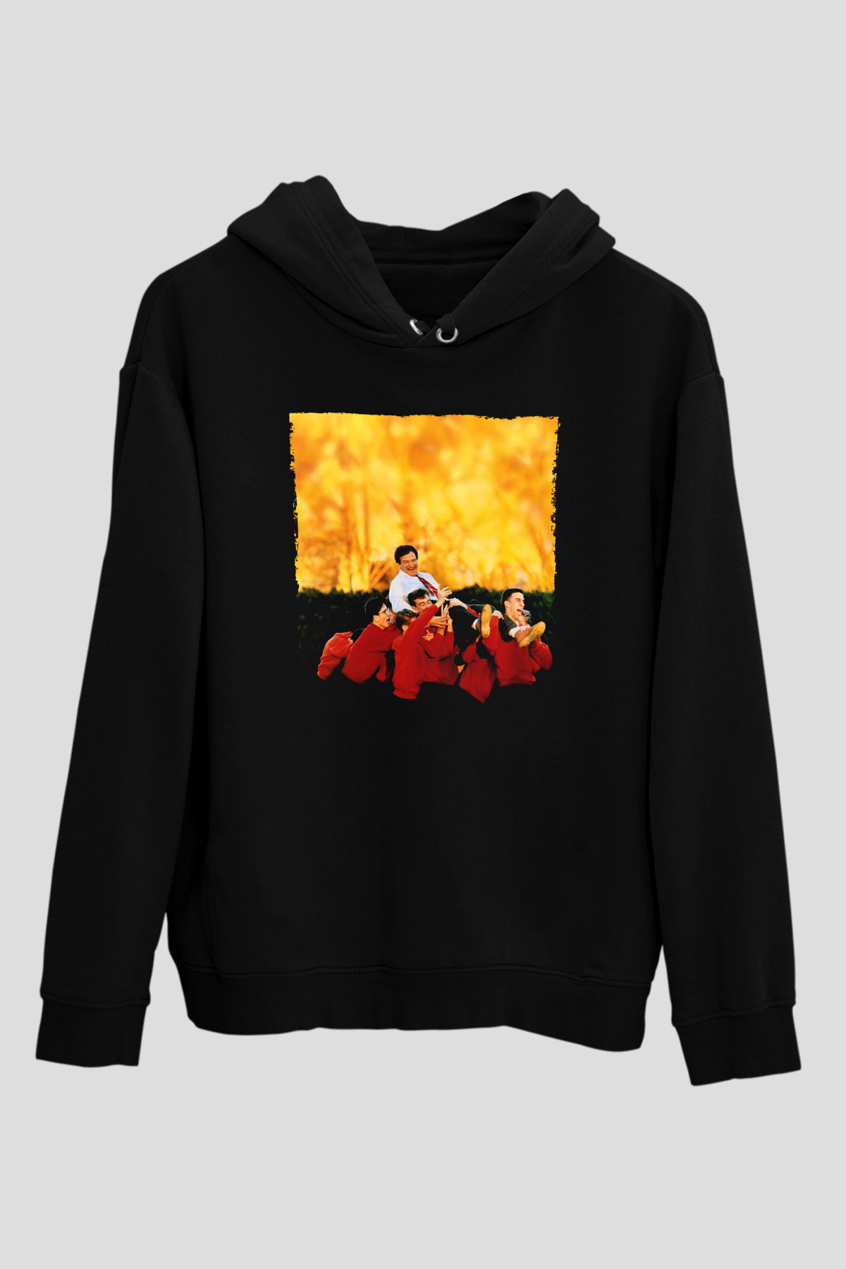 Unisex Ölü Ozanlar Derneği (Dead Poets Society) Baskılı Siyah Kapüşonlu Sweatshirt