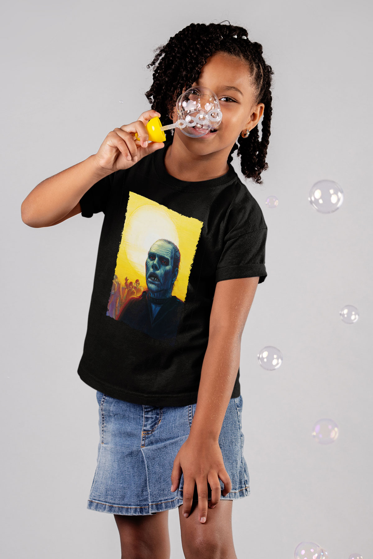 Unisex Ölüler Günü (Day of the Dead) Baskılı Siyah Çocuk Tshirt