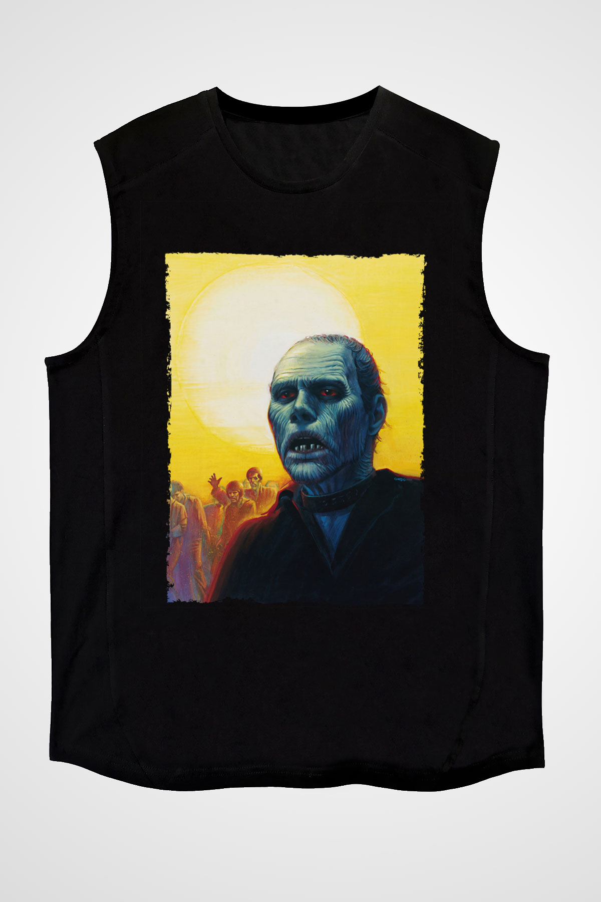 Unisex Ölüler Günü (Day of the Dead) Baskılı Siyah Kolsuz Tshirt