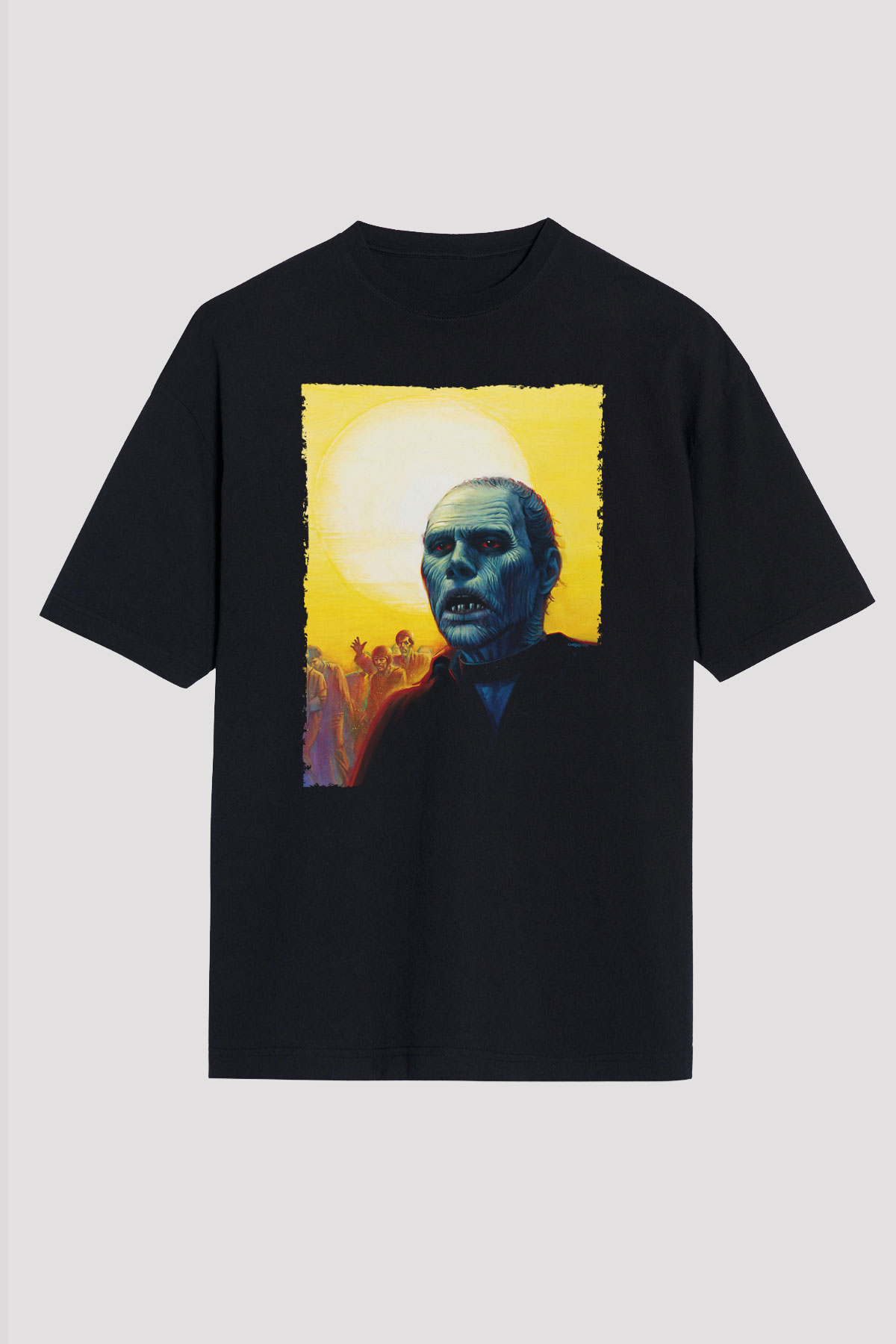 Unisex Ölüler Günü (Day of the Dead) Baskılı Siyah Oversize Tshirt