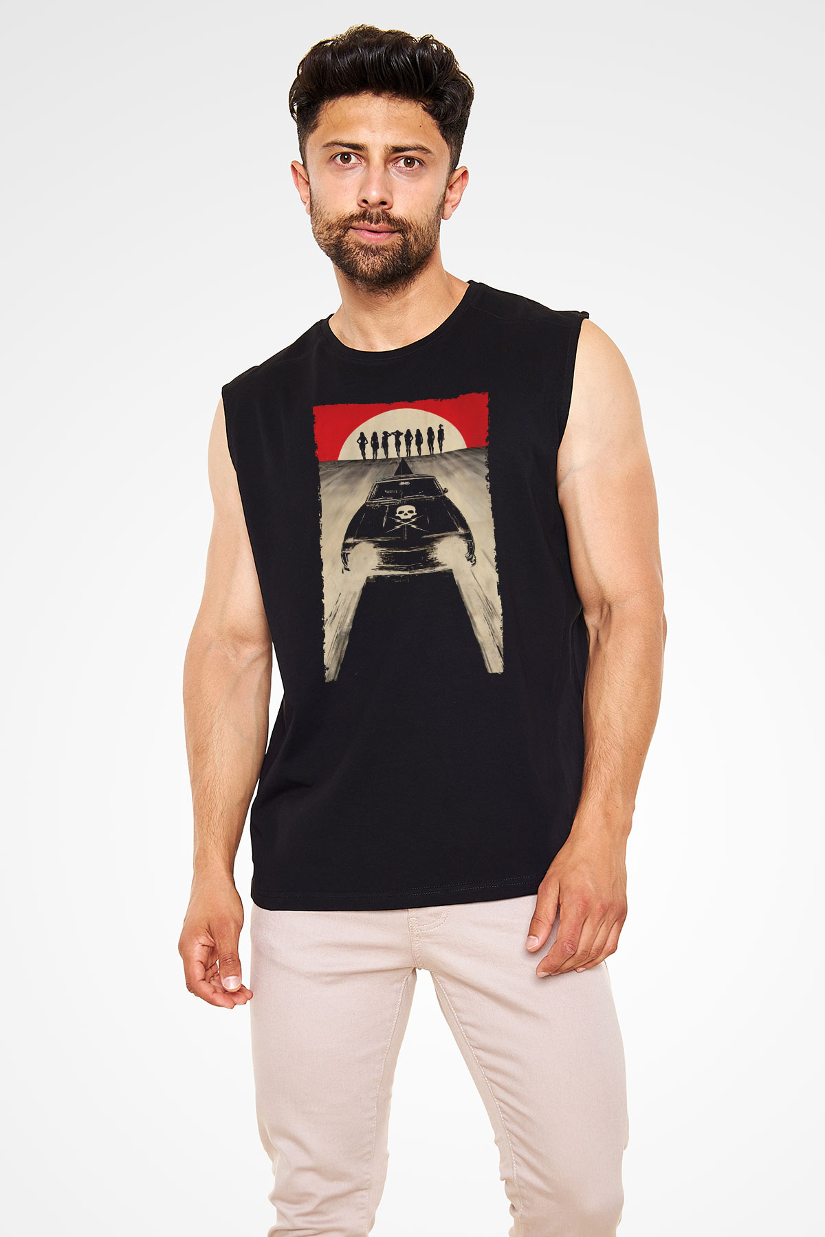 Unisex Ölüm Geçirmez (Death Proof) Baskılı Siyah Kolsuz Tshirt