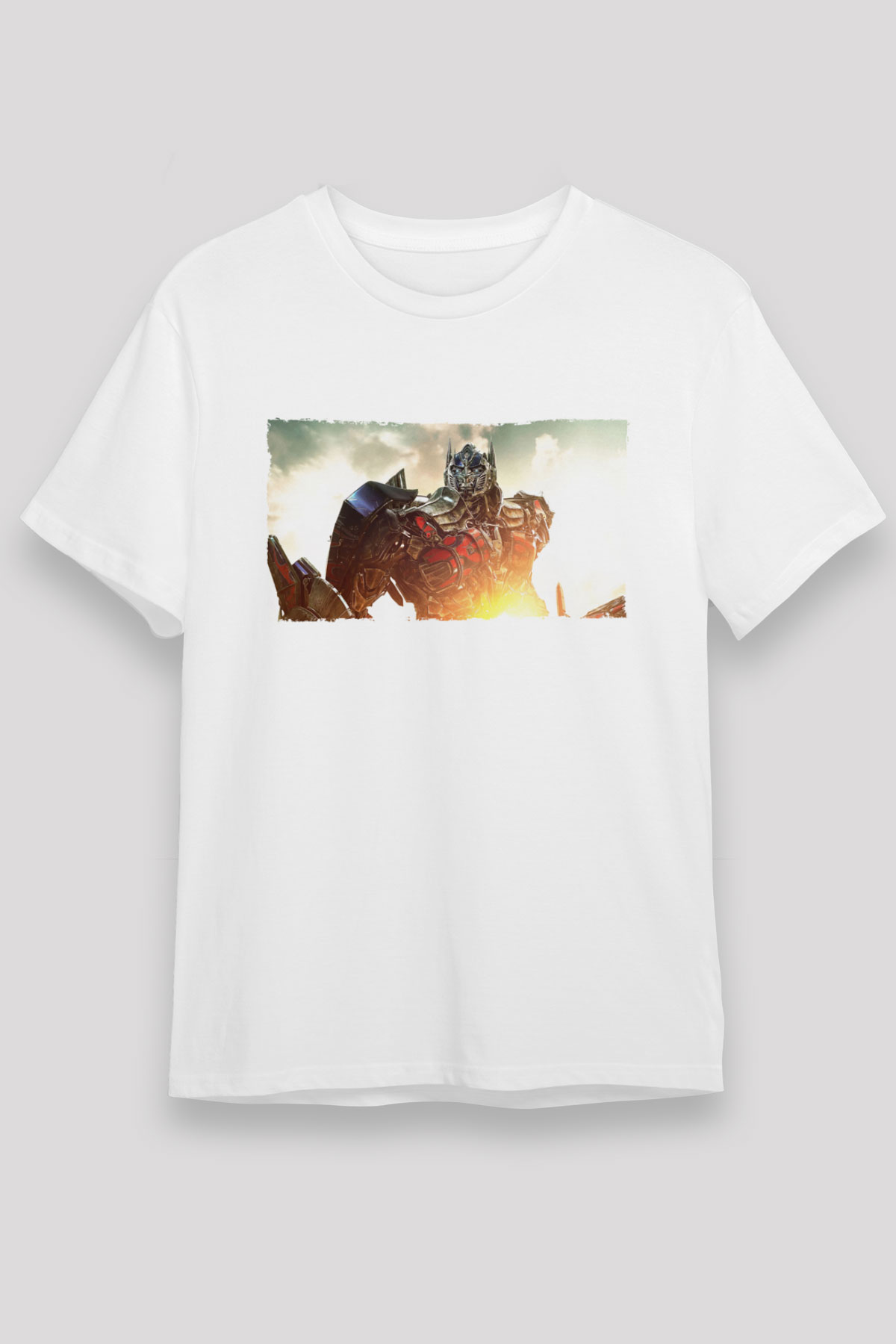 Optimus Prime Baskılı Beyaz Tişört