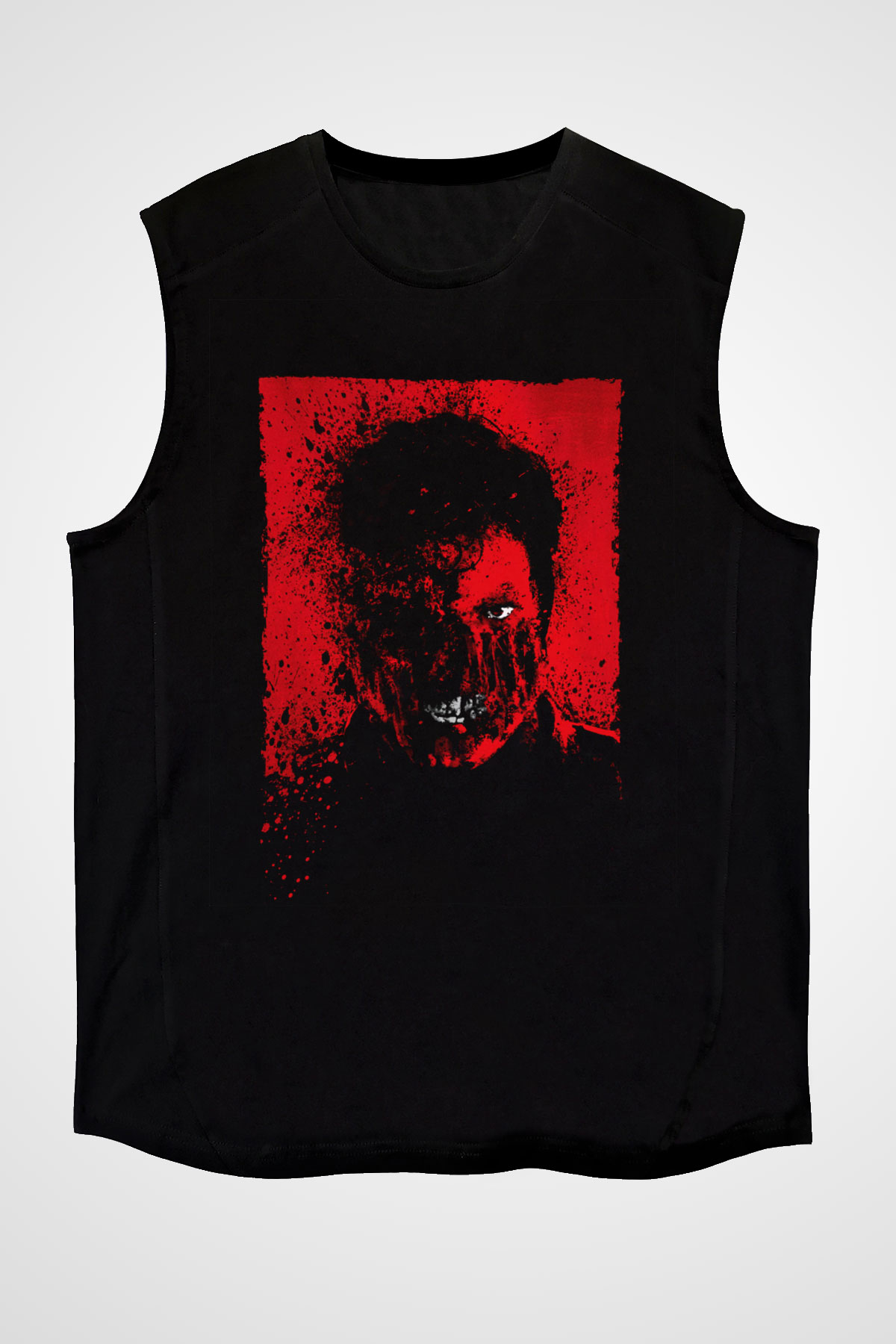 Unisex Overlord Operasyonu (Overlord) Baskılı Siyah Kolsuz T-shirt