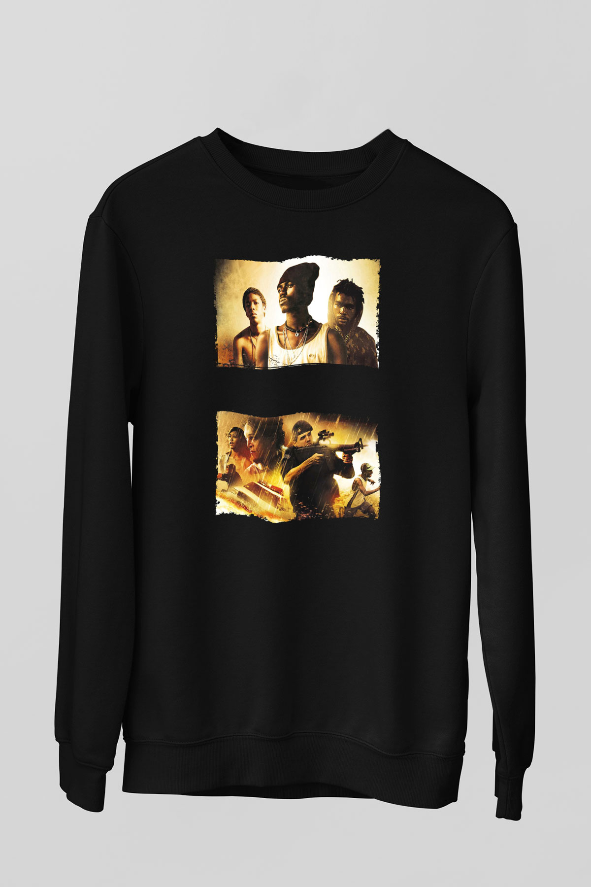 Unisex Özel Tim (Elite Squad) Baskılı Siyah Sweatshirt