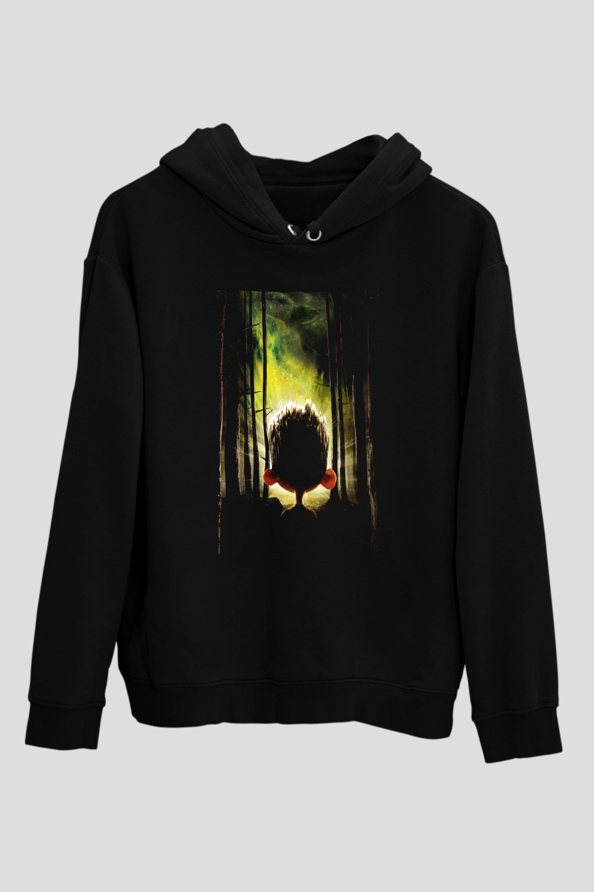 Unisex ParaNorman Baskılı Siyah Kapüşonlu Sweatshirt