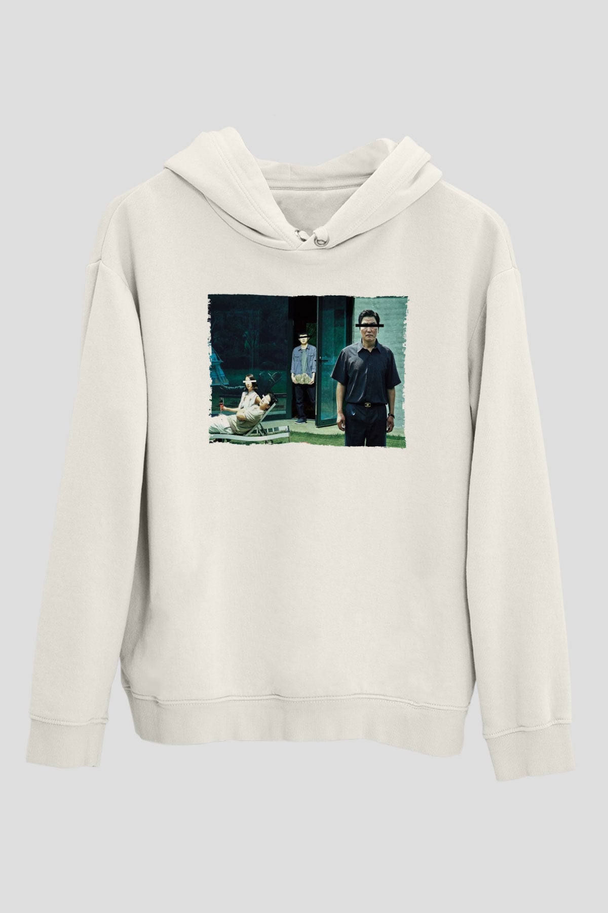 Unisex Parasite-Parazit Beyaz Kapüşonlu Sweatshirt