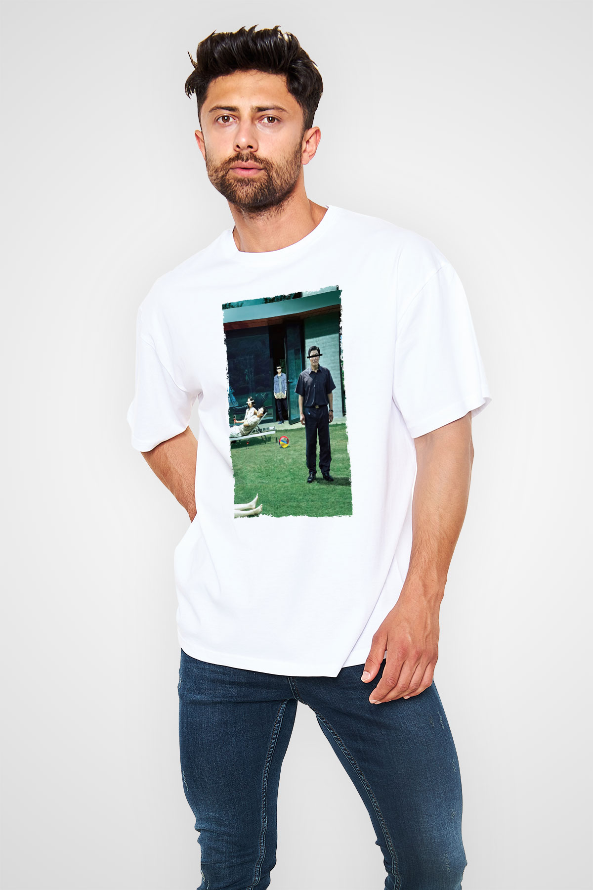 Unisex Parazit (Parasite) Baskılı Beyaz Oversize Tişört