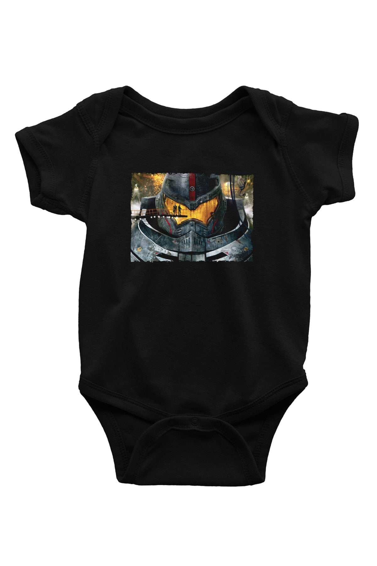 Unisex Pasifik Savaşı (Pacific Rim) Baskılı Siyah Bebek Body - Zıbın