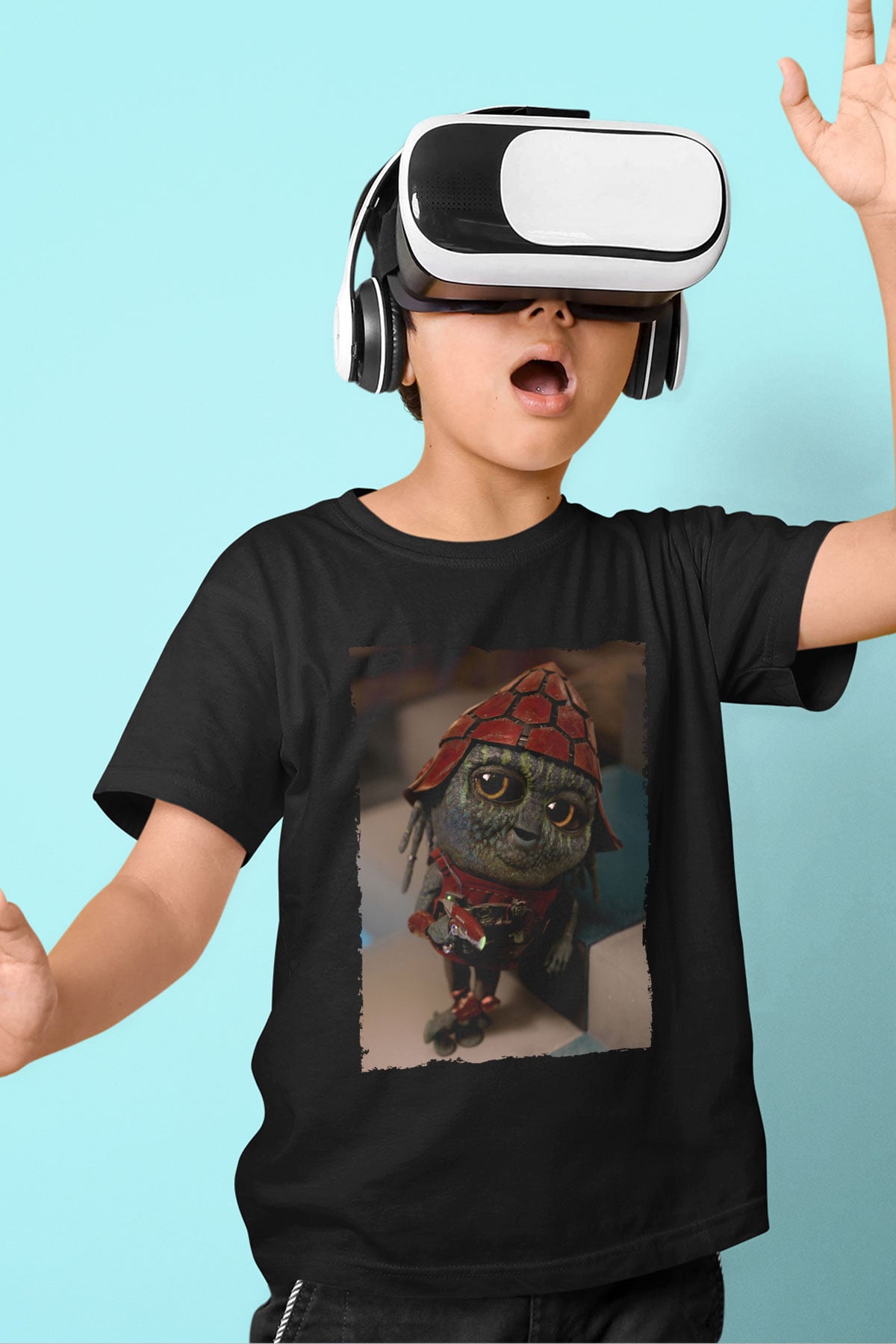 Unisex Pawny Baskılı Siyah Çocuk T-Shirt