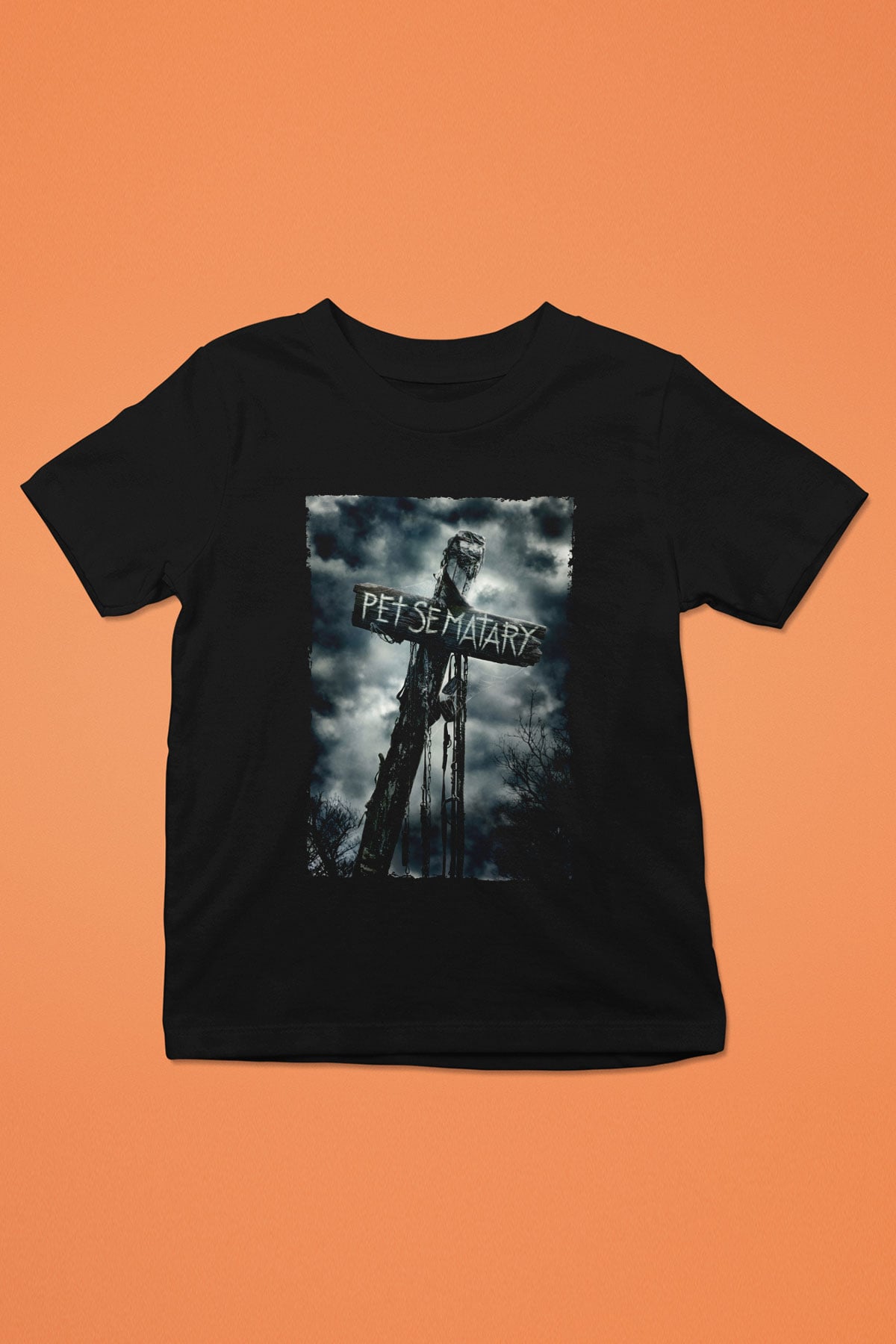 Unisex Pet Sematary Baskılı Siyah Çocuk Tişört
