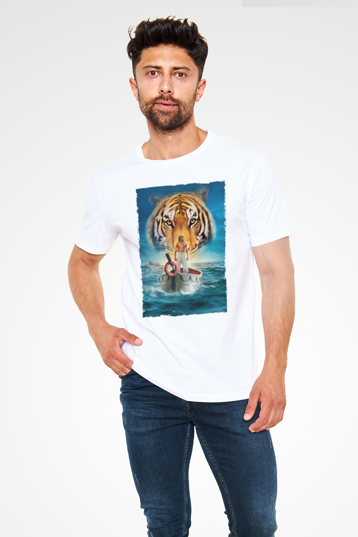 Pinin Yaşamı (Life of Pi) Baskılı Beyaz Tshirt