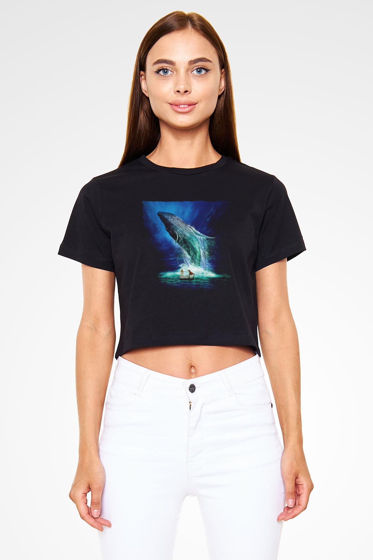 Unisex Pinin Yaşamı (Life of Pi) Baskılı Siyah Crop Top Tshirt