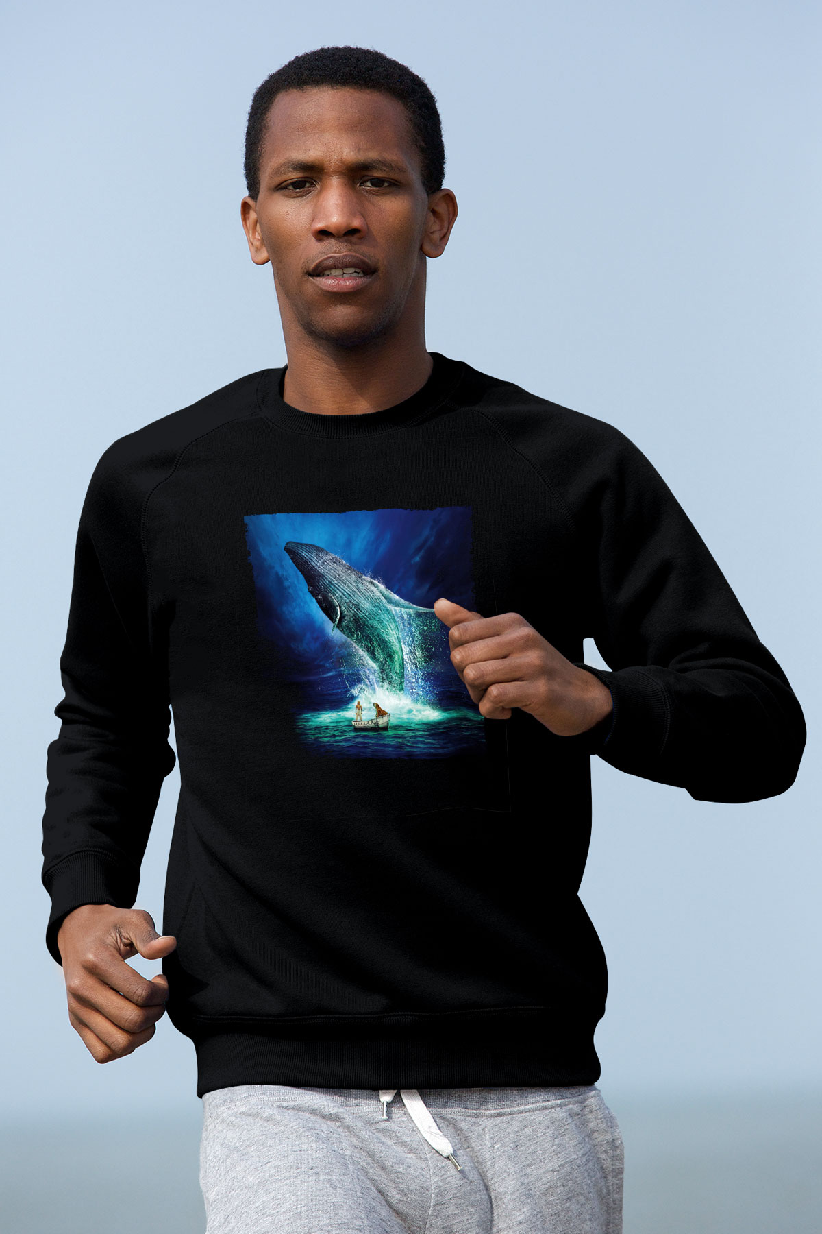 Unisex Pinin Yaşamı (Life of Pi) Baskılı Siyah Sweatshirt