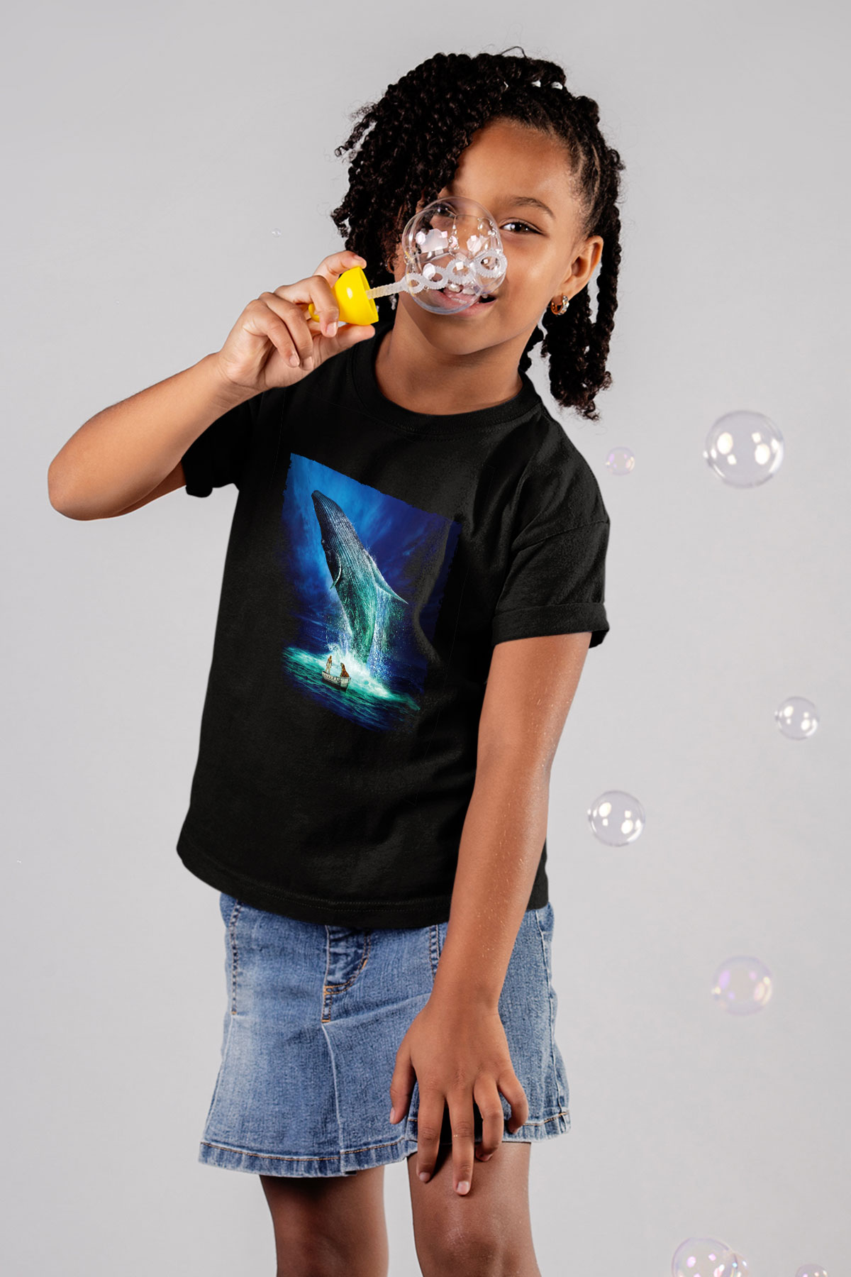 Unisex Pinin Yaşamı (Life of Pi) Baskılı Siyah Çocuk Tshirt