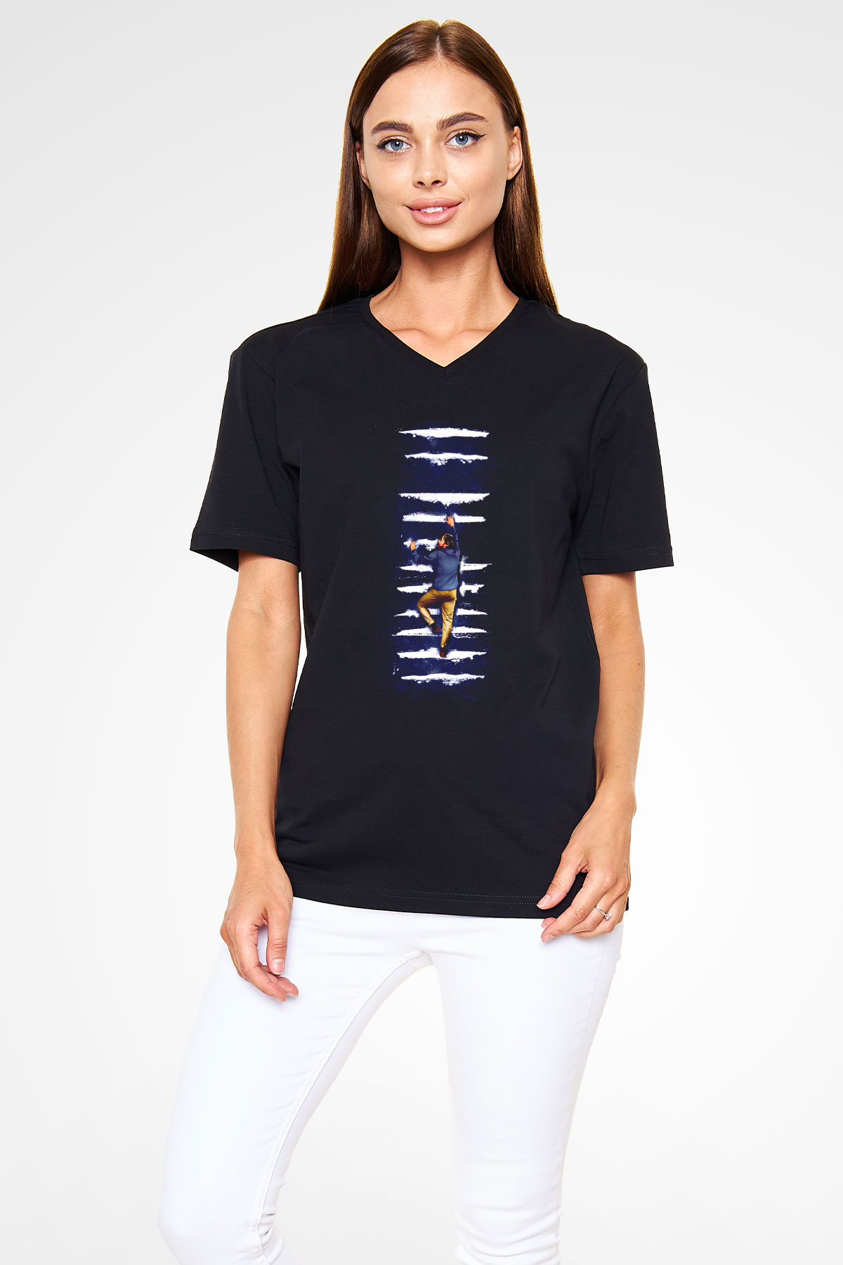 Unisex Pislik (Filth) Baskılı Siyah V Yaka Tshirt