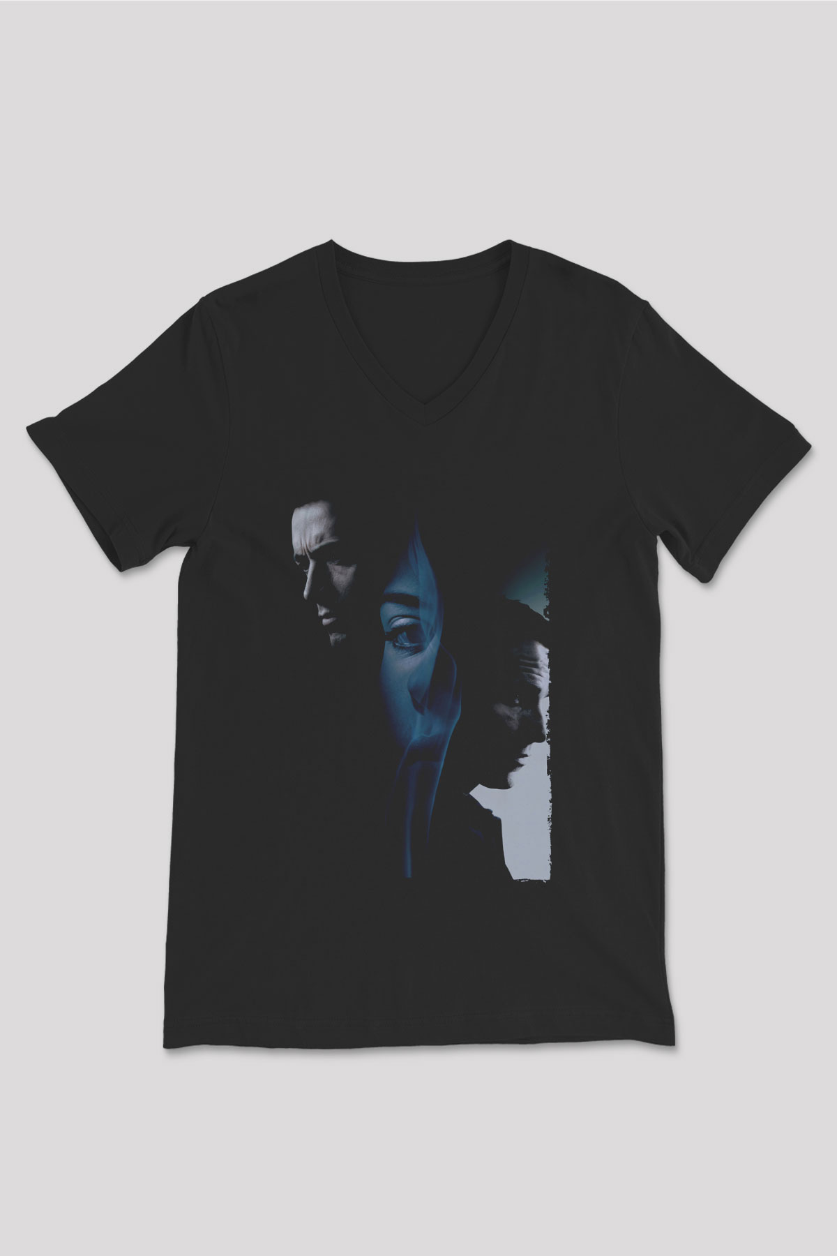Unisex Prestij (The Prestige) Baskılı Siyah V Yaka Tshirt